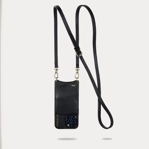 BANDOLIER- iPhone 8 Plus 
EMMA
Pebble Leather Crossbody Bandolier in Black/Gold